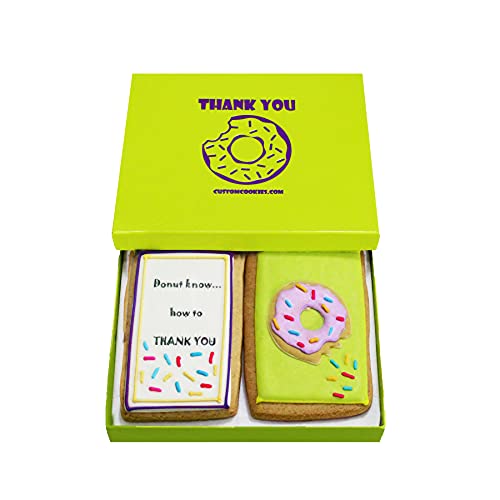 Set cadou de multumire pentru biscuiti gourmet |  2 biscuiti mari deliciosi de 2,5 x 4,5 inci, decorate manual cu glazura regala |  Pachet de ingrijire a alimentelor de panificatie Kosher pentru barbati, femei, copii |  Prime Livrare