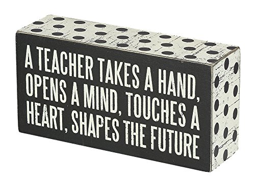 Primitives by Kathy 21495 Semn de cutie cu buline decupate, 3" x 6", A Teacher Shapes the Future